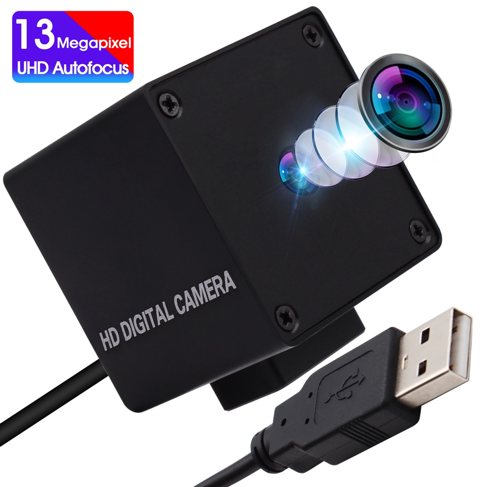 ELP 13MP Webcam Autofocus FHD 3840X2880 CMOS Sony IMX214 USB2.0 Camera UVC Driverless PC Webcam inbuilt MIC (V75 Lens)