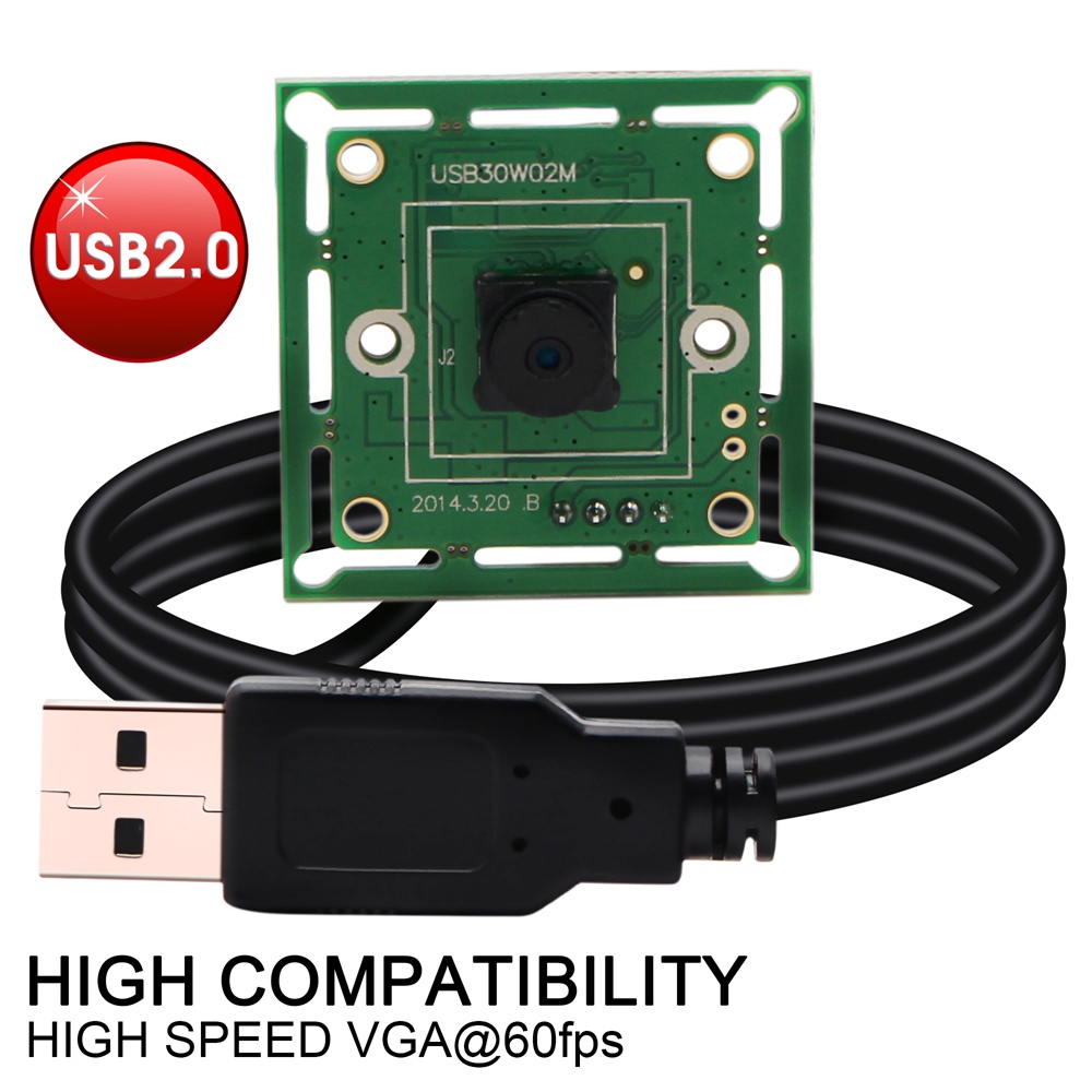 ELP 300K pixels VGA USB2.0 OmniVision OV7725 Color CMOS Sensor 60fps USB Camera Module with mini M7 lens 45degree