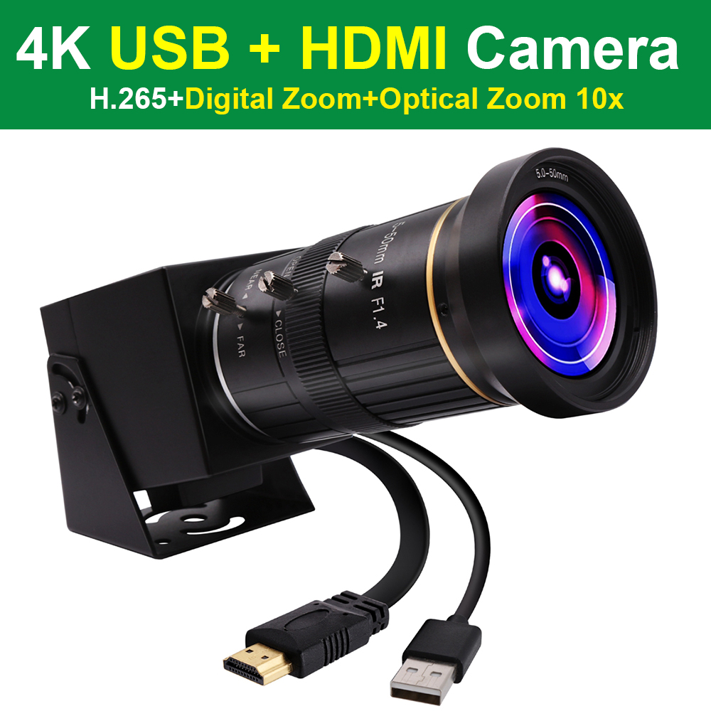 ELP HDMI Camera Optical Zoom USB Video Conference Camera Digital Zoom 4K USB Webcam HDMI Live Streaming Camera for Education,Works with Zoom,Skype,OBS