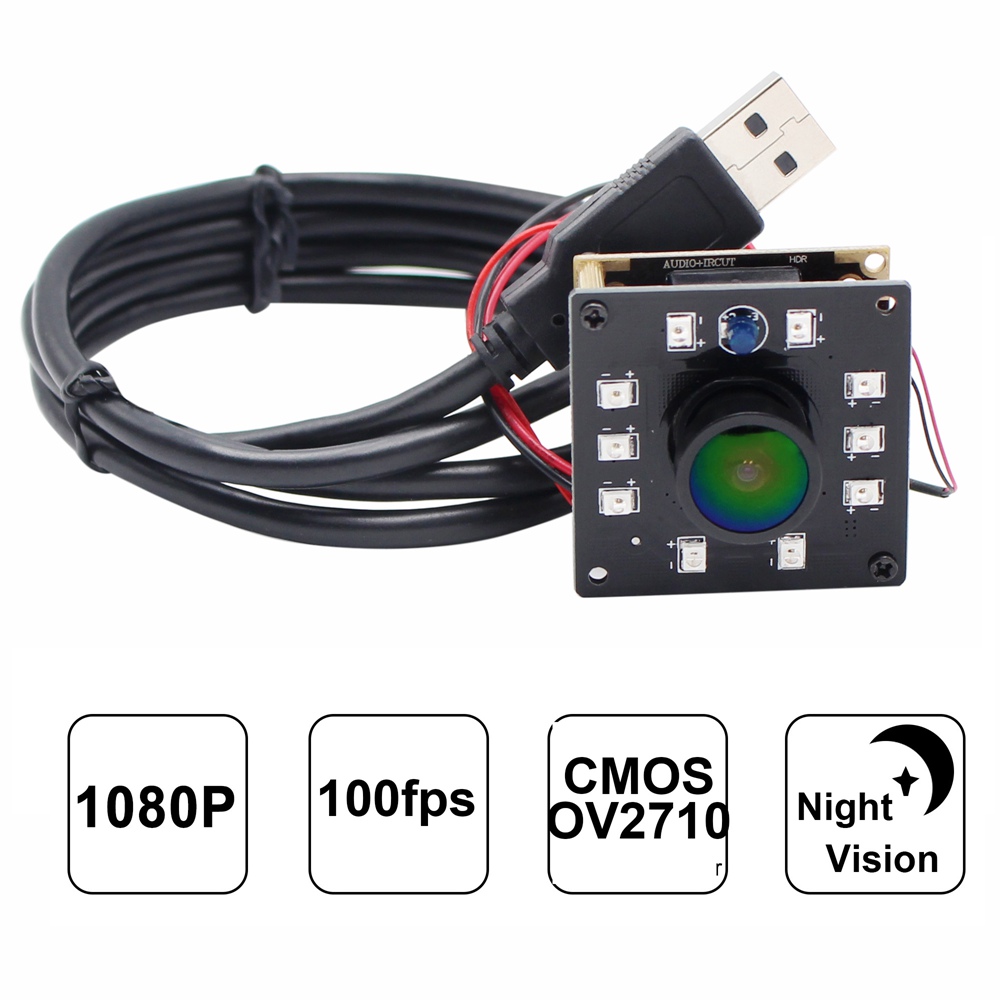 ELP Wide Angle Fisheye lens CMOS OV2710 Night Vision 1080P HD Webcam USB With Camera Support IR Cut