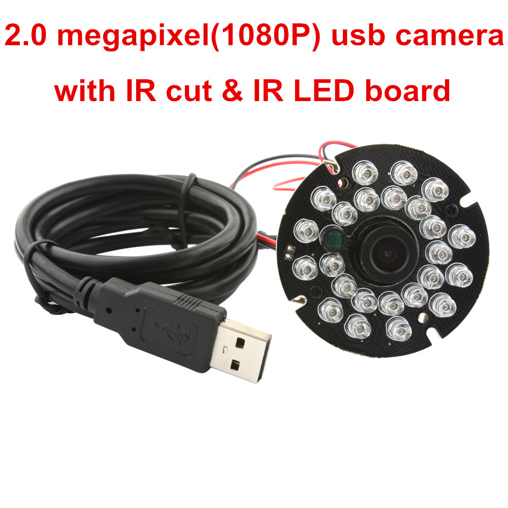 ELP Infrared USB Camera Support IR Cut Free Driver 30fps 1080P CCTV Camera Board With 24pcs IR LED