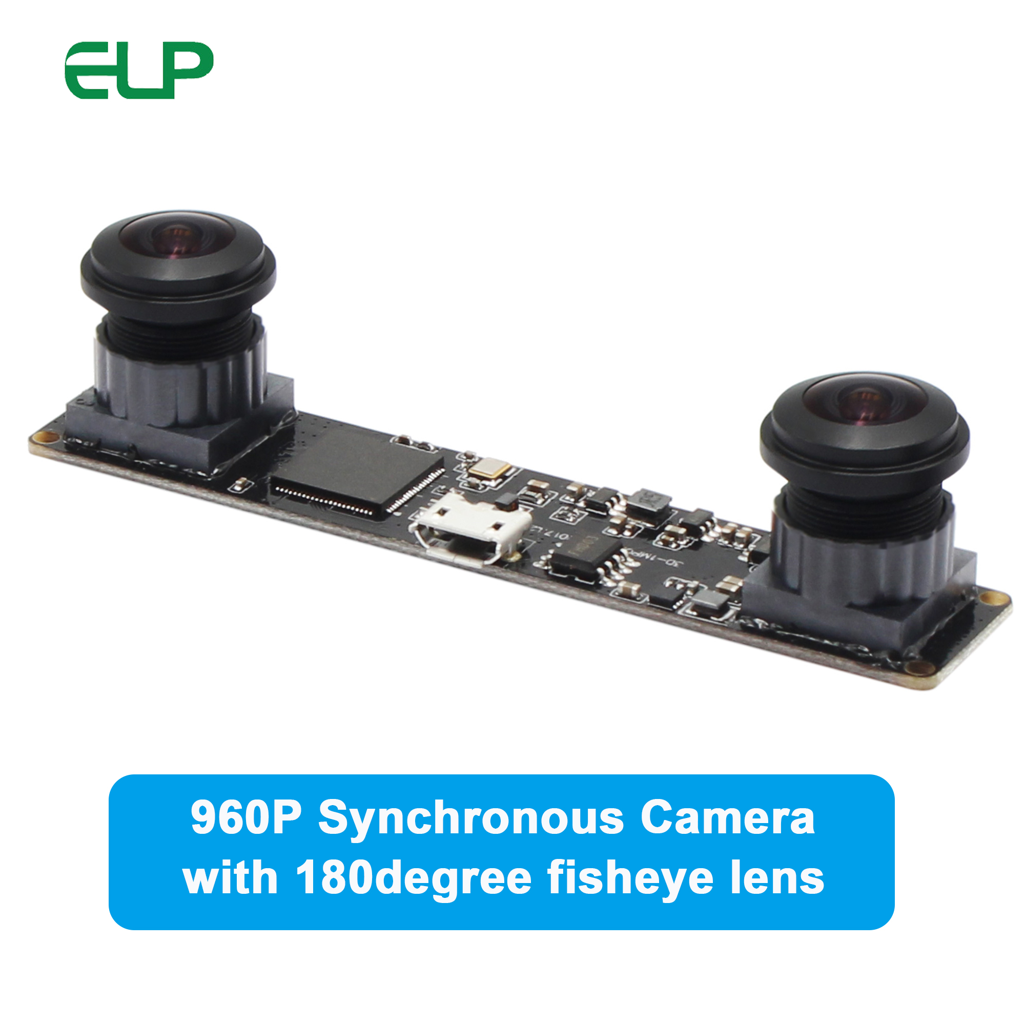 ELP Fisheye Synchronized USB camera Stereo Webcam MJPEG 60fps 2560X960 Dual lens OV9750 Industrial Mini camera module