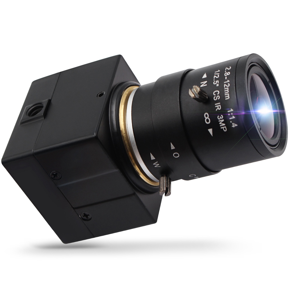 ELP Optical Zoom Webcam Manual Focus CS 2.8-12mm Lens 1MP 1280X720P 30fps H.264 CMOS OV9712 Industrial Camera Module USB Support Microphone, IR CUT