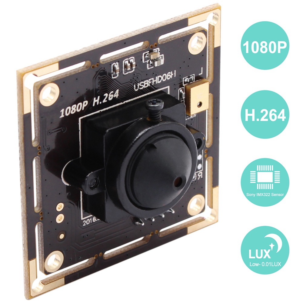 ELP Supre Mini Pinhole Camera Module USB2.0 Low light 2MP Full HD Webcam UVC with Sony IMX322/ IMX323 Sesnor
