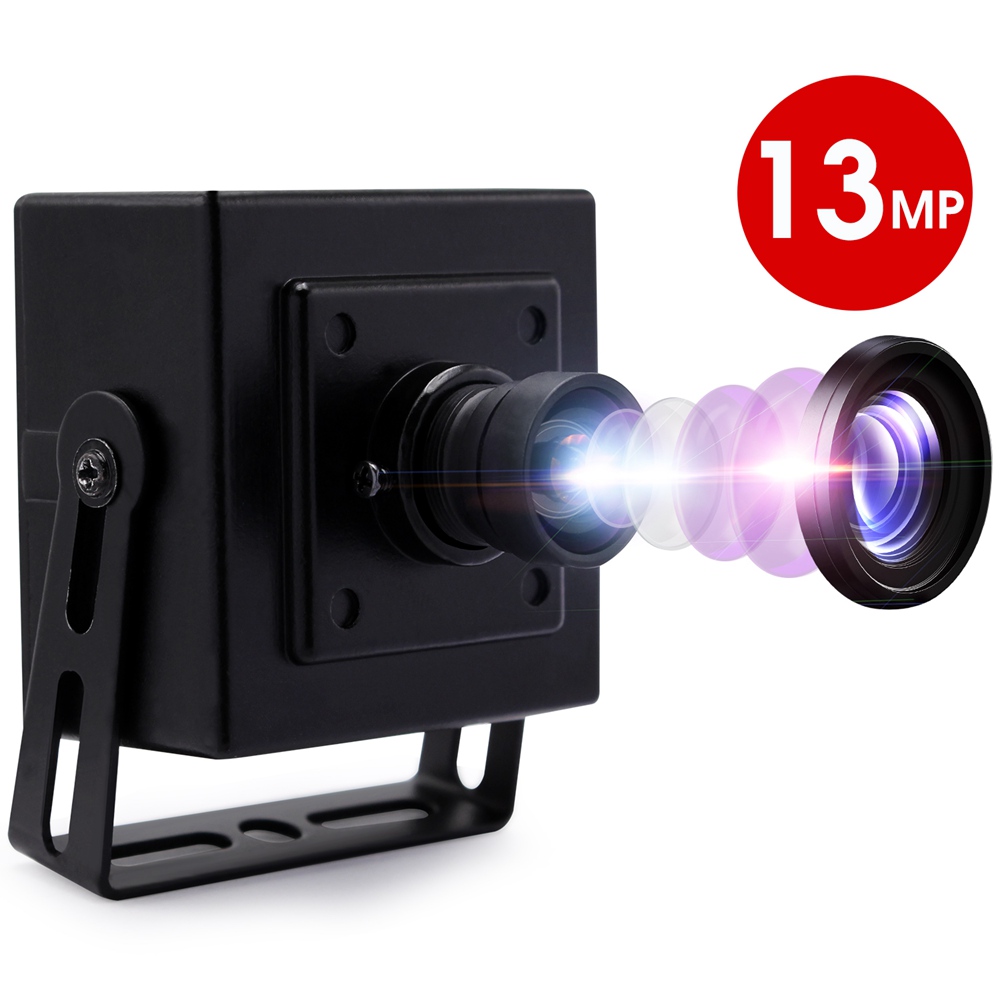 ELP 13MP USB Camera 3840X2880 High Resolution SONY IMX214 Color CMOS Sensor No Distortion Lens Box Mini Video Camera UVC for Scanning Passport 3D Printing
