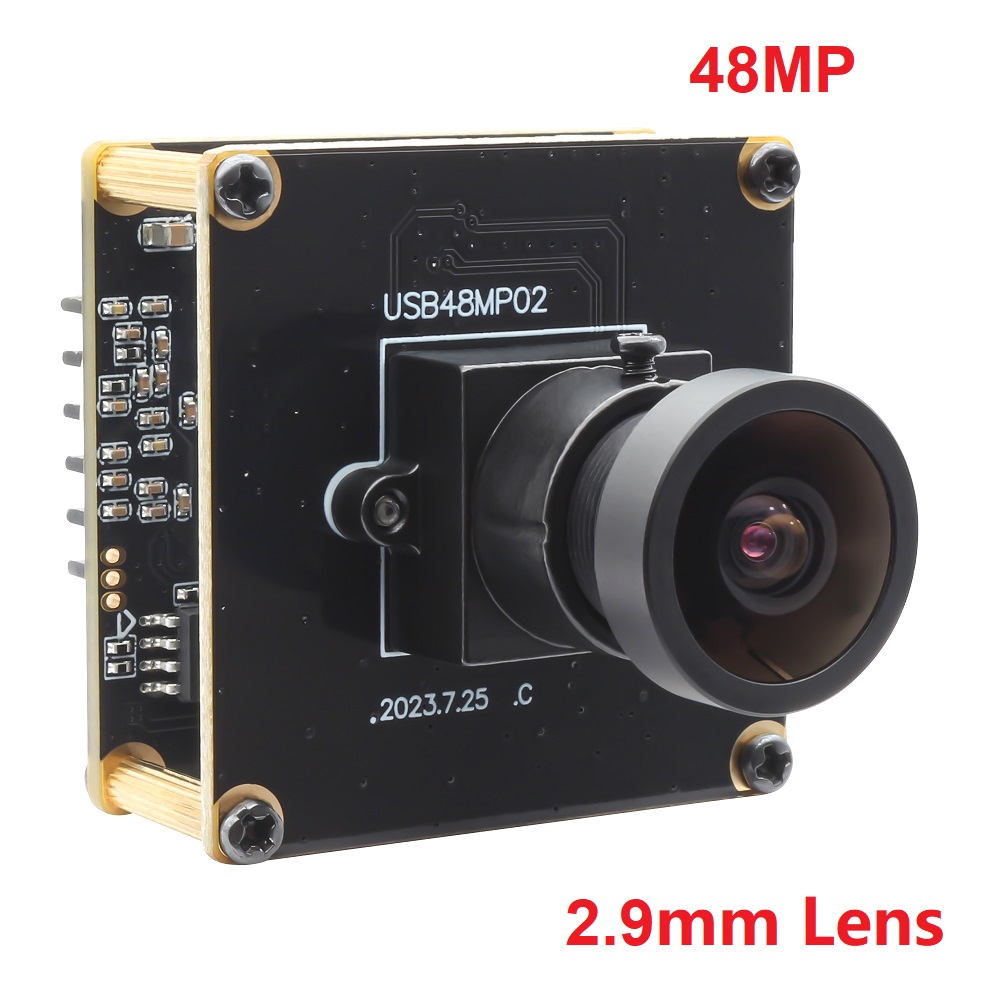 ELP Wide Angle 48MP UHD Webcam AI Video Amalytics Machine Vision Web Camera USB2.0 Sony IMX586 Sensor 2.9mm lens 8000x6000 USB Camera Module For Respberry Pi Python