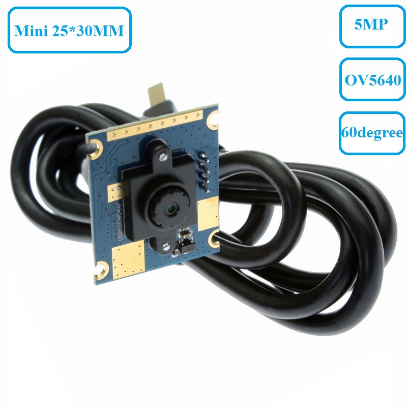ELP 5MP 2592*1944 Super Mini 30*25mm CMOS OV5640 UVC USB Embedded Camera Module for Industrial