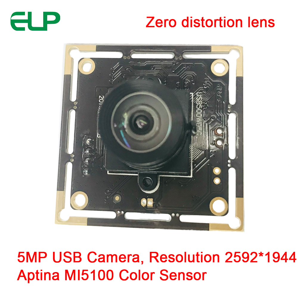 ELP Wide FOV No distortion Lens 5Megapixels Aptina MI5100 Sensor USB2.0 Camera Module For Scanning Document / Passport / ID Card (2.97mm Undistortion Lens)